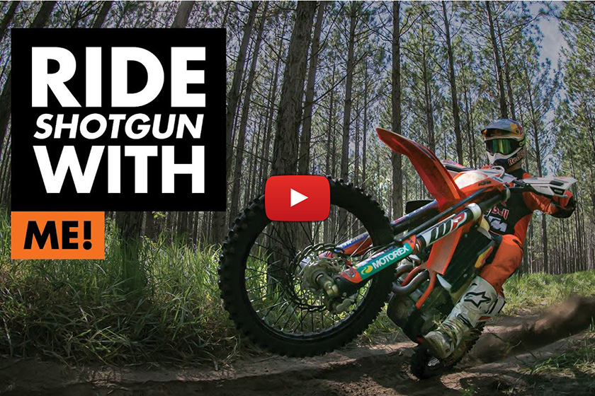 Toby Price woods riding his KTM 500 EXC-F – “Getting the mullet flappin’ in the breeze...”