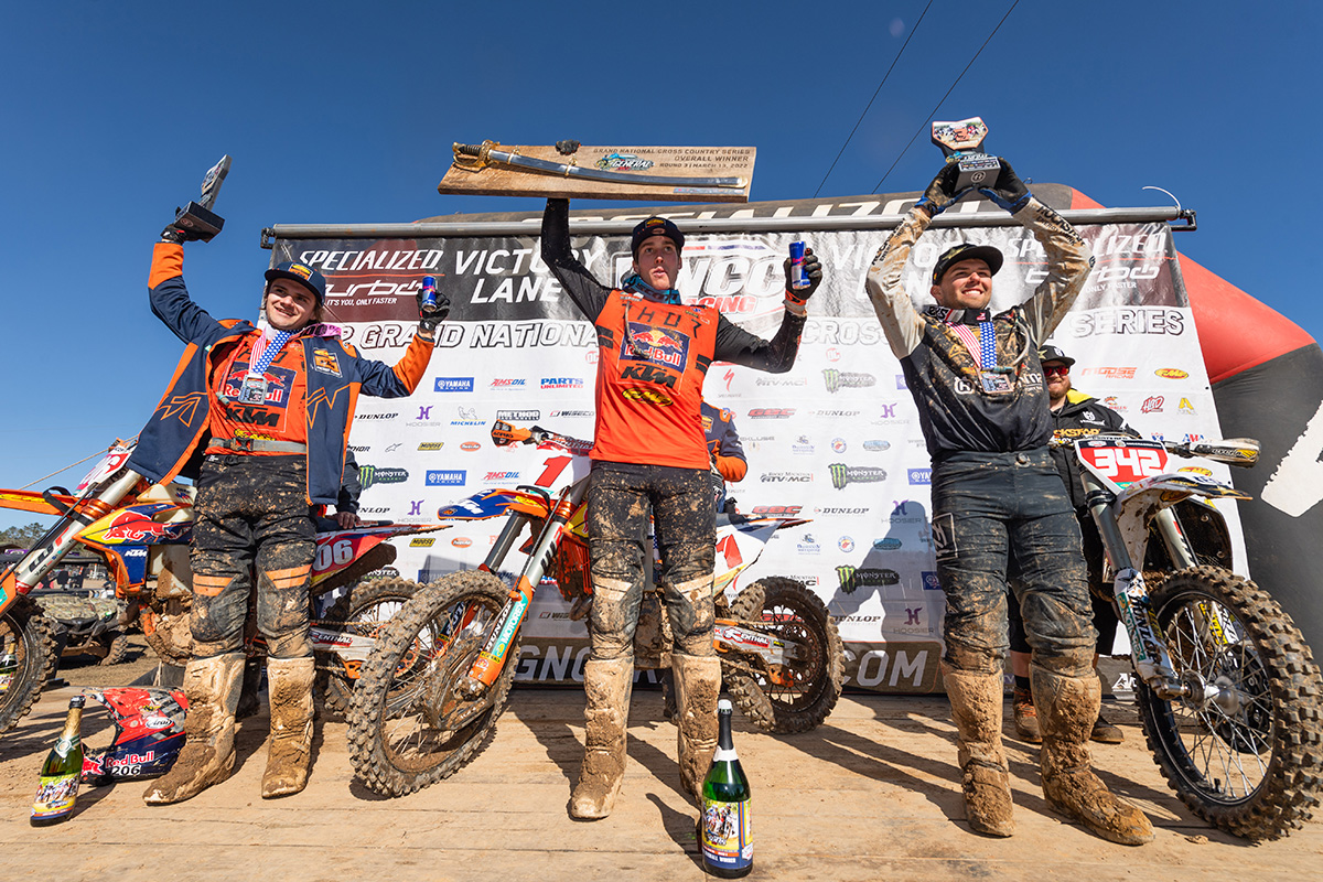 Three rounds into the 2022 Grand National Cross Country series season and Ben Kelley has taken his third victory, sealing a KTM one-two ahead of Josh Toth at The General GNCC.
